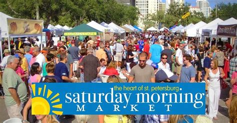 St pete saturday morning market - Saturday Morning Shoppe. Apr 6, 2024 – Jan 4, 2025. Occurs Monthly on the first Saturday. See All Dates & Times. 1 Tropicana Dr. St. Petersburg, FL 33701. View Website.